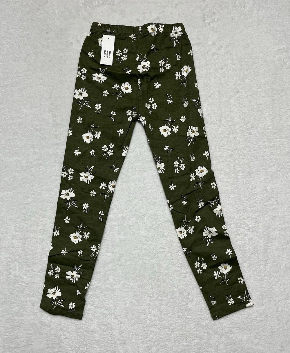 Gap Kids Leggings Girls Small 6-7 Green Floral NWT